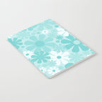 Retro 60s 70s Aesthetic Floral Pattern in Light Turquoise Aqua Blue Notebook Gallery Image 2