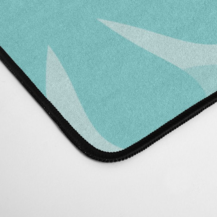 Retro 60s 70s Aesthetic Floral Pattern in Light Turquoise Aqua Blue Desk Mat Gallery Image 4