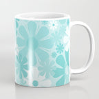 Retro 60s 70s Aesthetic Floral Pattern in Light Turquoise Aqua Blue Coffee Mug Gallery Image 1