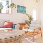 Retro 60s 70s Aesthetic Floral Pattern in Light Turquoise Aqua Blue Wall Hanging Gallery Image 2