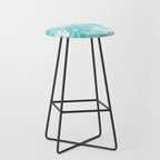 Retro 60s 70s Aesthetic Floral Pattern in Light Turquoise Aqua Blue Stool Gallery Image 1