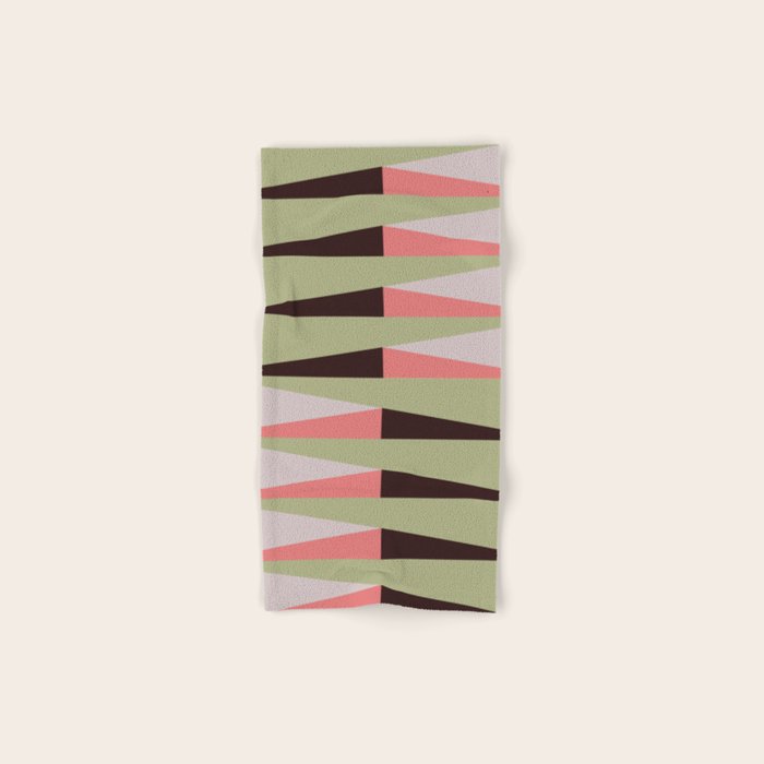Geometric pattern rose and light green Bath Towel Gallery Image 1