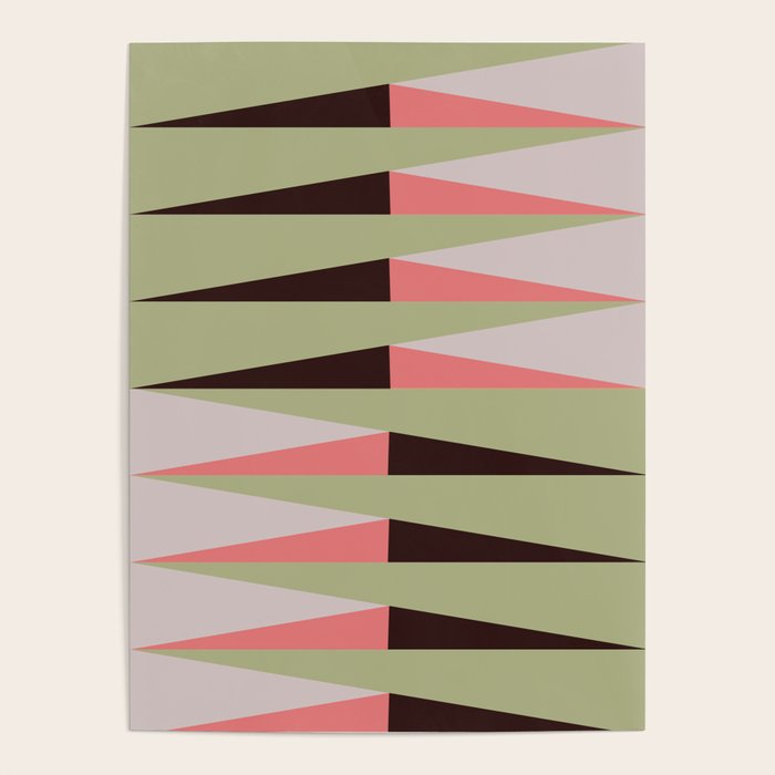 Geometric pattern rose and light green Poster Gallery Image 1