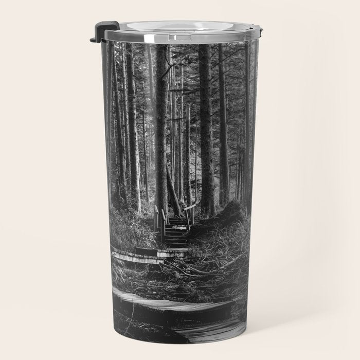 Adventure Nature Path Black and White Travel Mug Gallery Image 3