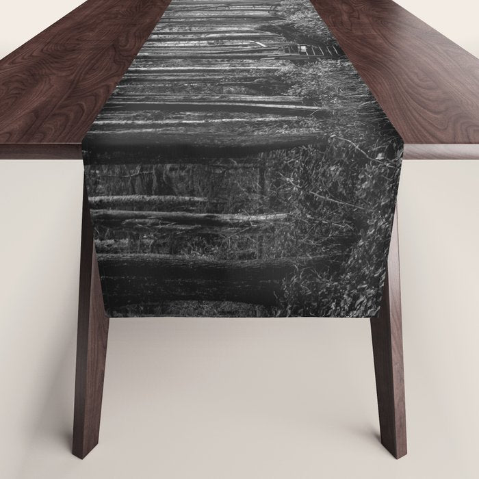 Adventure Nature Path Black and White Table Runner Gallery Image 1