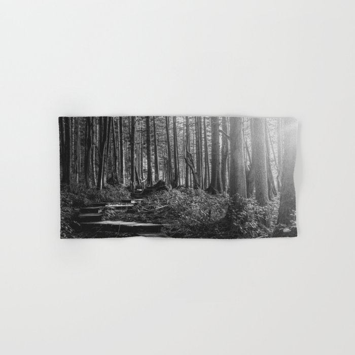 Adventure Nature Path Black and White Bath Towel Gallery Image 1