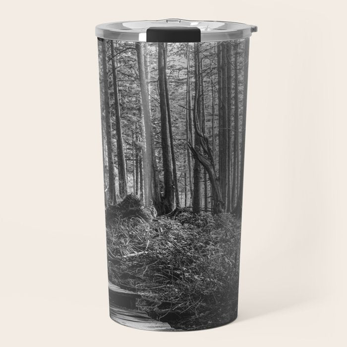 Adventure Nature Path Black and White Travel Mug Gallery Image 1