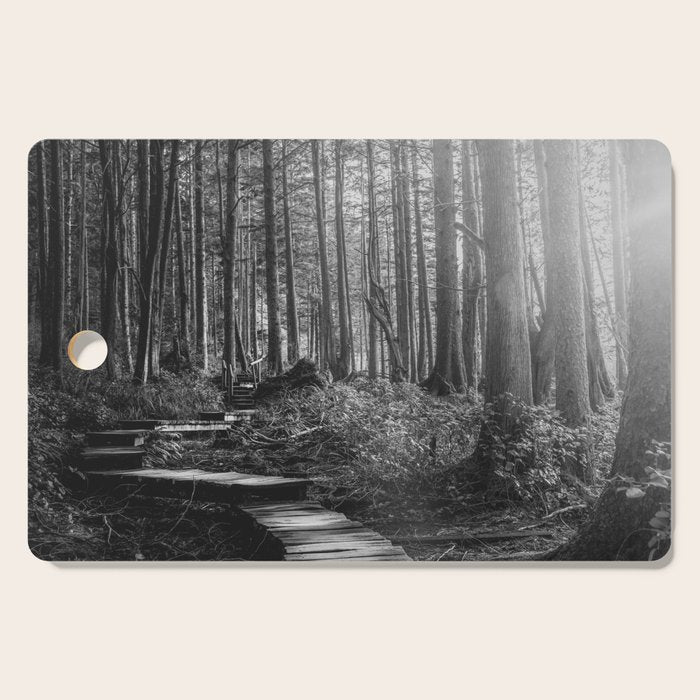 Adventure Nature Path Black and White Cutting Board Gallery Image 1