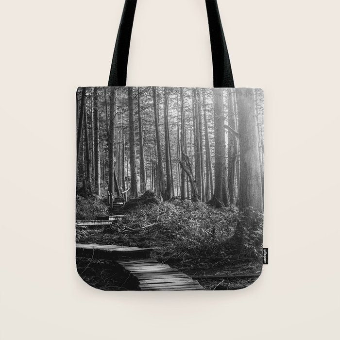 Adventure Nature Path Black and White Tote Bag Gallery Image 1