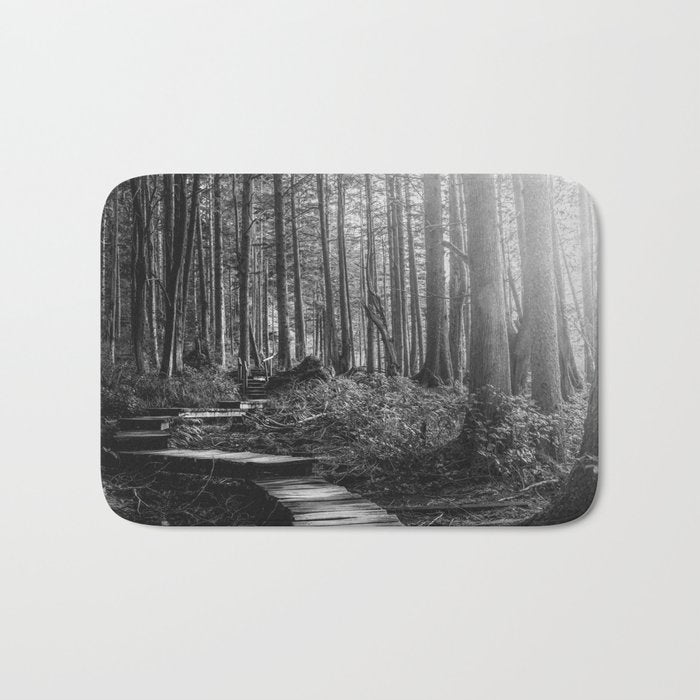 Adventure Nature Path Black and White Bath Mat Gallery Image 1