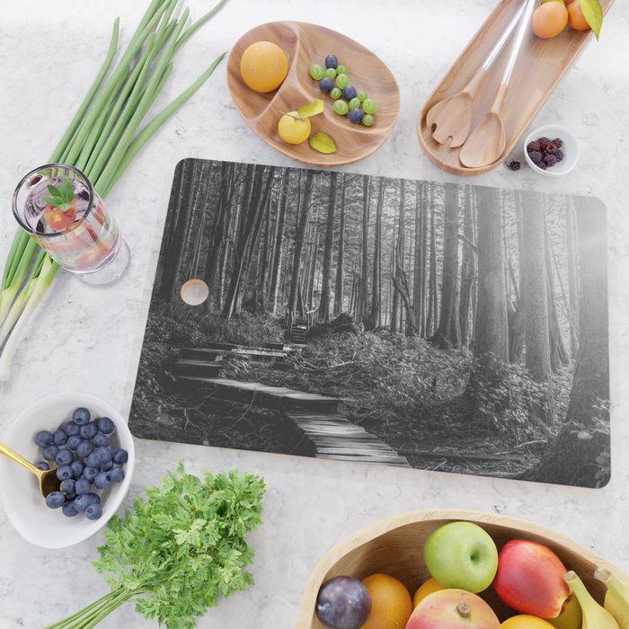 Adventure Nature Path Black and White Cutting Board Gallery Image 2