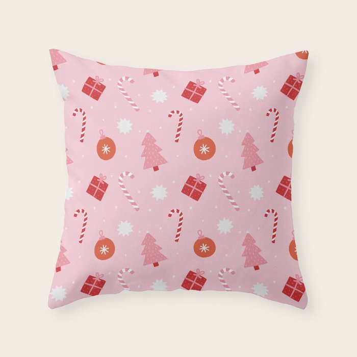 Christmas Fun - Pink Palette  Throw Pillow Gallery Image 6