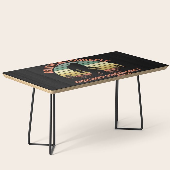 Bigfoot Funny Believe In Yourself Motivational Sasquatch Vintage Sunset Coffee Table Gallery Image 1