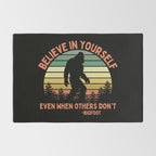 Bigfoot Funny Believe In Yourself Motivational Sasquatch Vintage Sunset Rug Gallery Image 2
