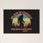 Bigfoot Funny Believe In Yourself Motivational Sasquatch Vintage Sunset Welcome Mat Gallery Image 1