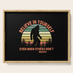Bigfoot Funny Believe In Yourself Motivational Sasquatch Vintage Sunset Serving Tray Gallery Image 1