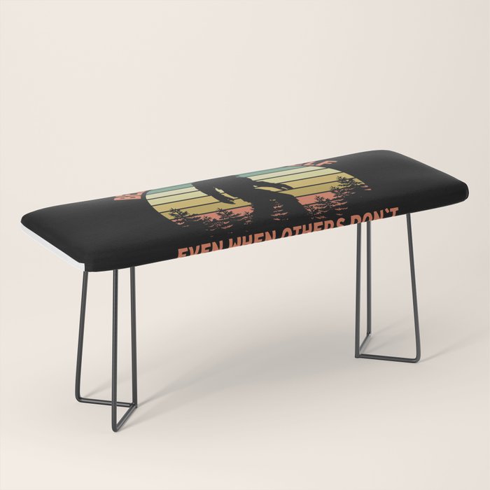 Bigfoot Funny Believe In Yourself Motivational Sasquatch Vintage Sunset Bench Gallery Image 1