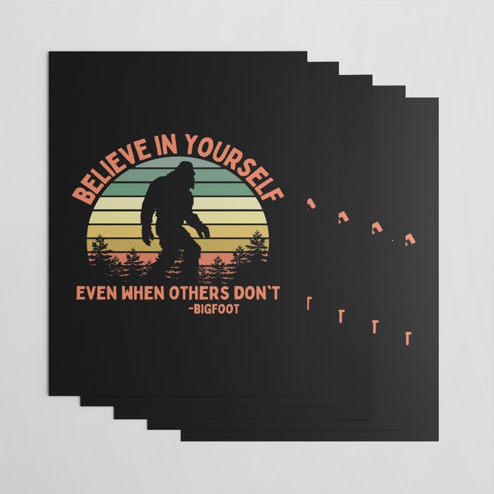 Bigfoot Funny Believe In Yourself Motivational Sasquatch Vintage Sunset Wrapping Paper Gallery Image 3