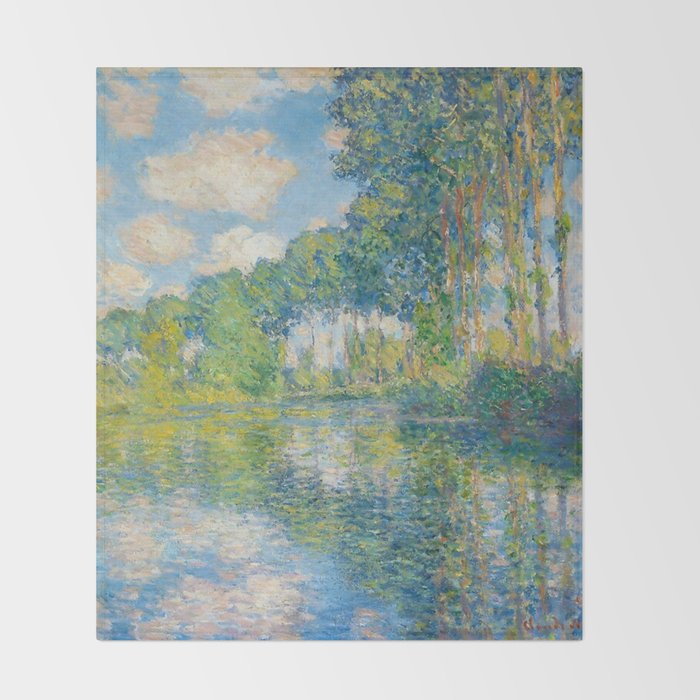Claude Monet - Poplars on the Epte (1891) Throw Blanket Gallery Image 2