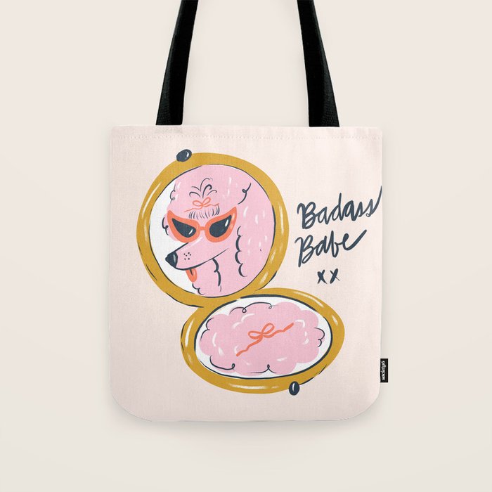 Badass Babe Pink Poodle  Tote Bag Gallery Image 1