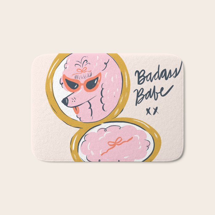 Badass Babe Pink Poodle  Bath Mat Gallery Image 1