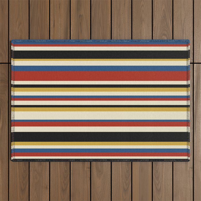 Classic Stripes IX - Bauhaus Palette Outdoor Rug Gallery Image 1
