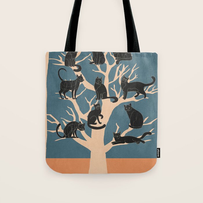 Black Cats in Tree 03 Tote Bag Gallery Image 1