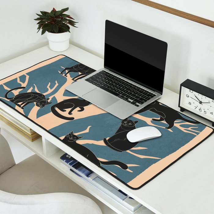 Black Cats in Tree 03 Desk Mat Gallery Image 2