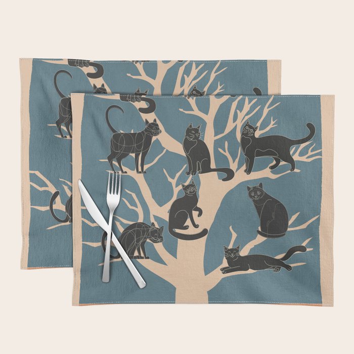 Black Cats in Tree 03 Placemat Gallery Image 1