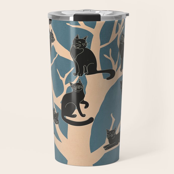 Black Cats in Tree 03 Travel Mug Gallery Image 1