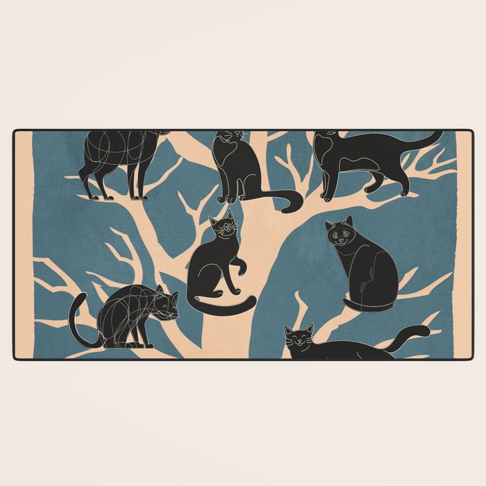 Black Cats in Tree 03 Desk Mat Gallery Image 3