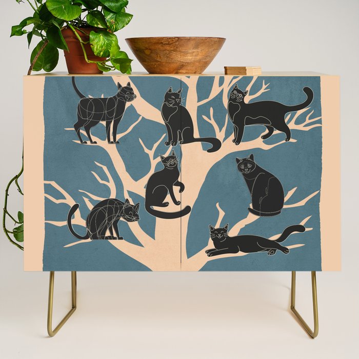 Black Cats in Tree 03 Credenza Gallery Image 1