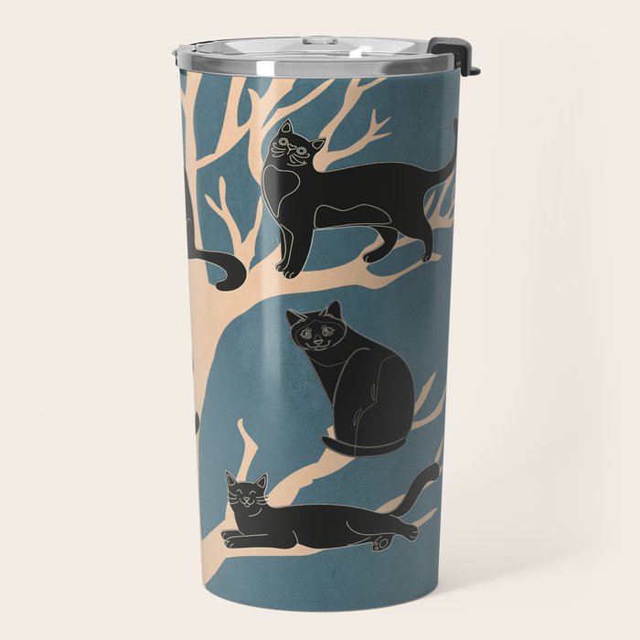 Black Cats in Tree 03 Travel Mug Gallery Image 2