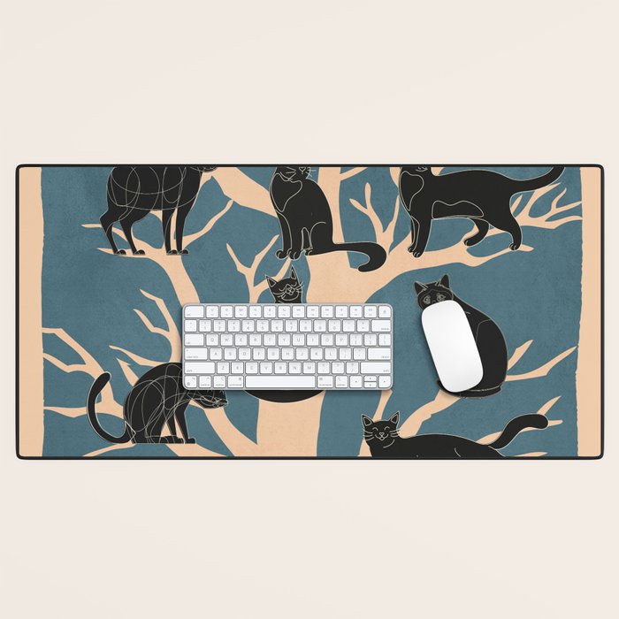 Black Cats in Tree 03 Desk Mat Gallery Image 1