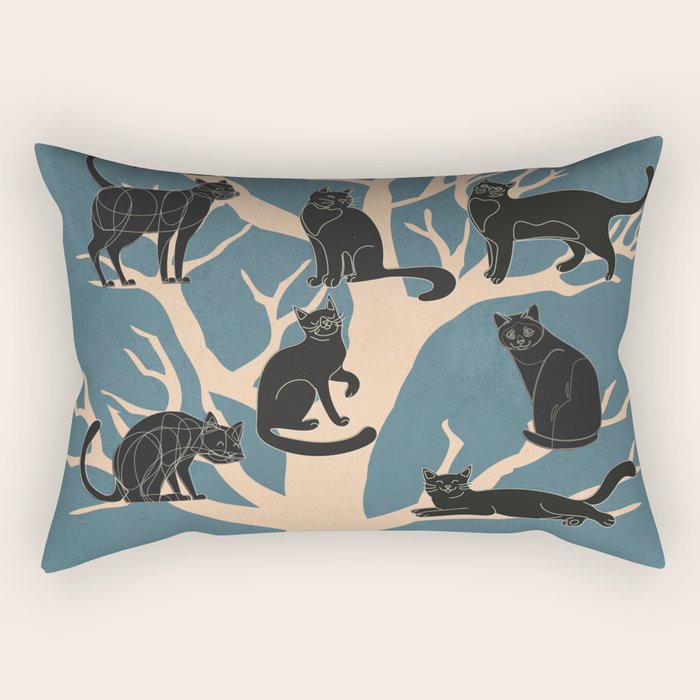 Black Cats in Tree 03 Rectangular Pillow Gallery Image 2