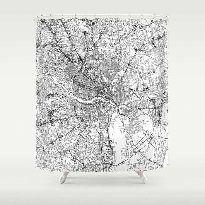 Richmond White Map Shower Curtain Gallery Image 1