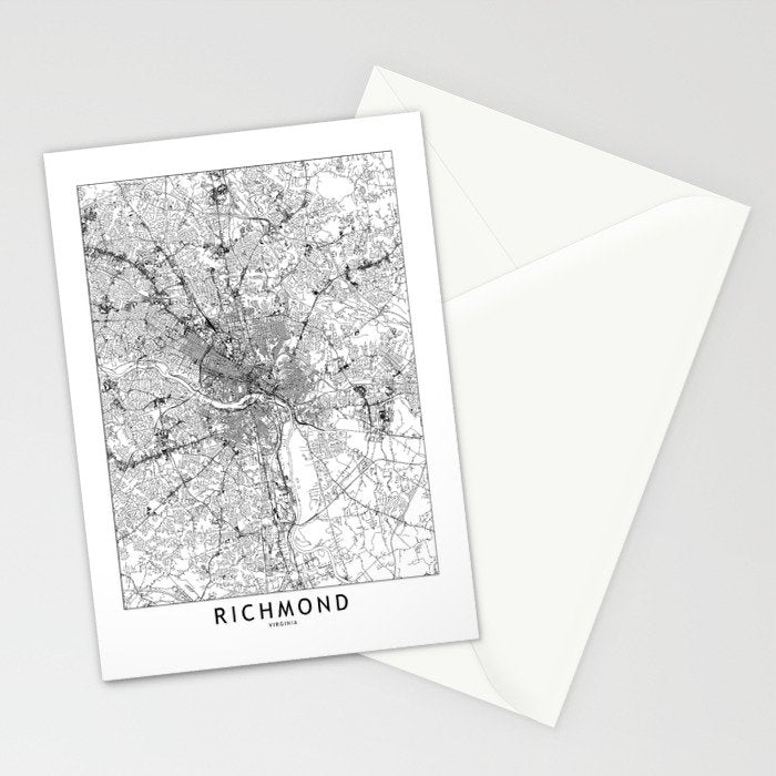 Richmond White Map Stationery Card Gallery Image 2
