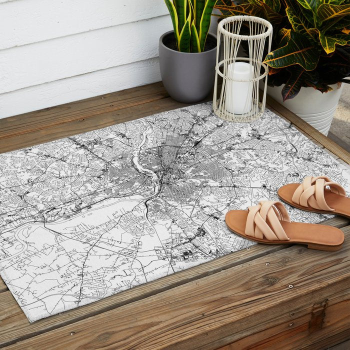 Richmond White Map Outdoor Rug Gallery Image 2