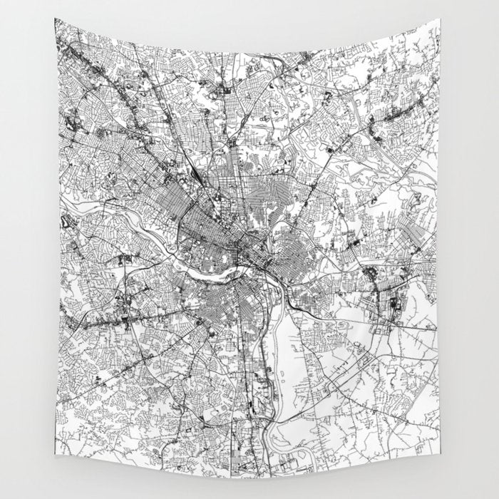 Richmond White Map Wall Tapestry Gallery Image 4