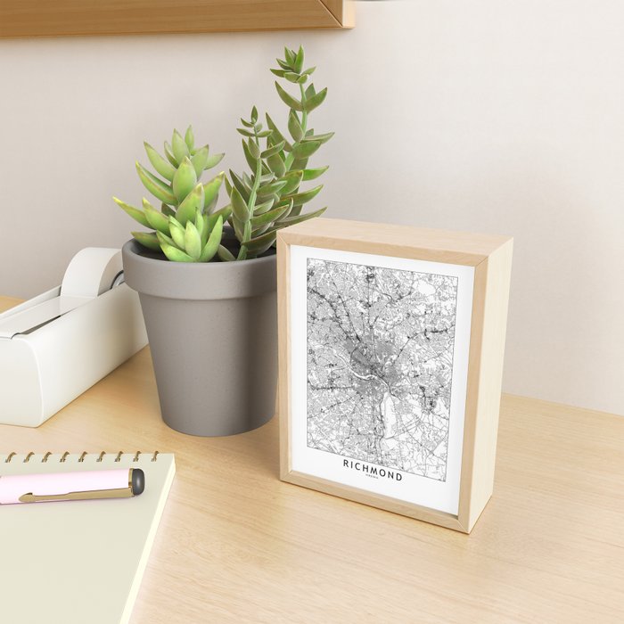 Richmond White Map Mini Art Print Gallery Image 2