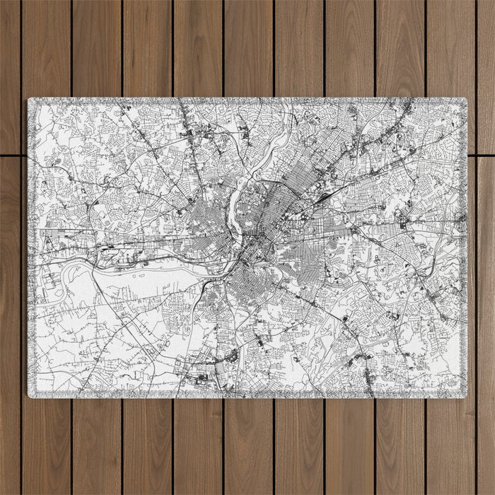 Richmond White Map Outdoor Rug Gallery Image 1