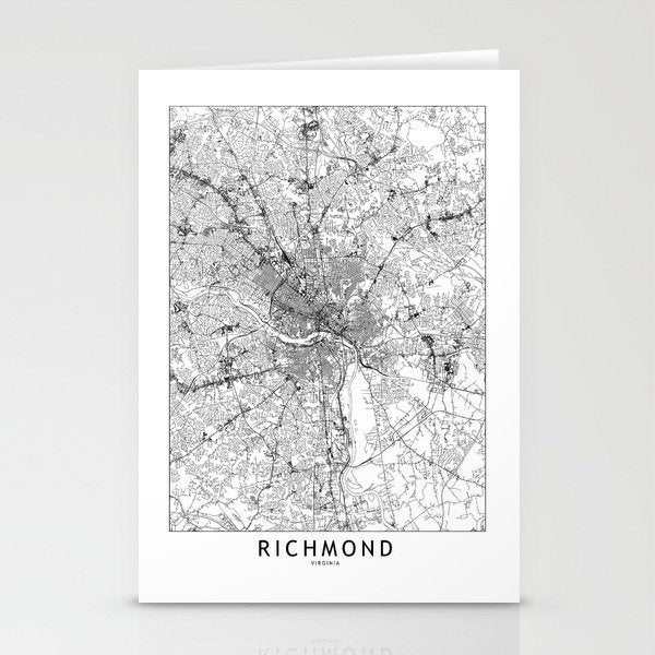 Richmond White Map Stationery Card Gallery Image 1