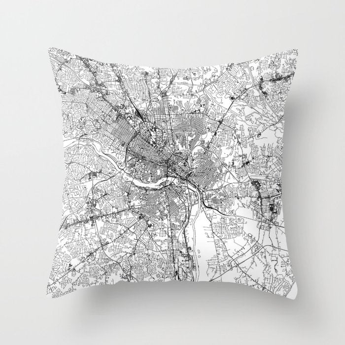 Richmond White Map Throw Pillow Gallery Image 1