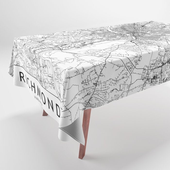Richmond White Map Tablecloth Gallery Image 1
