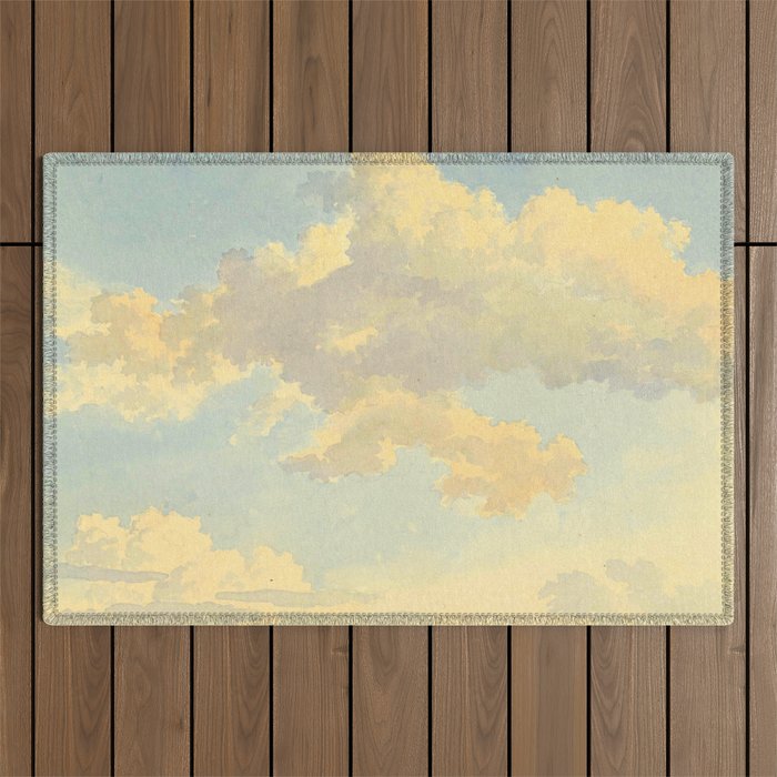 Watercolor Sunrise Clouds Heavenly Pastel Warm Colors Outdoor Rug Gallery Image 1
