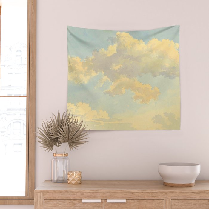 Watercolor Sunrise Clouds Heavenly Pastel Warm Colors Wall Tapestry Gallery Image 2