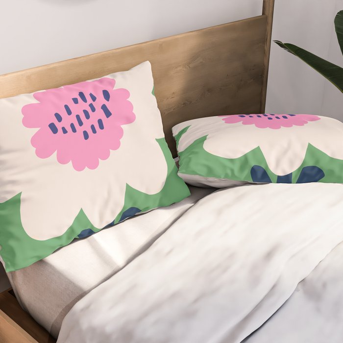 Sunflower - green & pink Pillow Sham Gallery Image 2