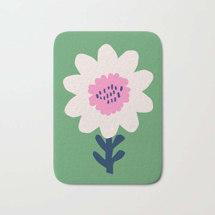 Sunflower - green & pink Bath Mat Gallery Image 1