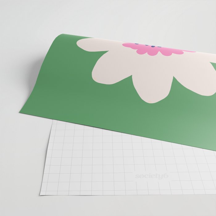 Sunflower - green & pink Wrapping Paper Gallery Image 2