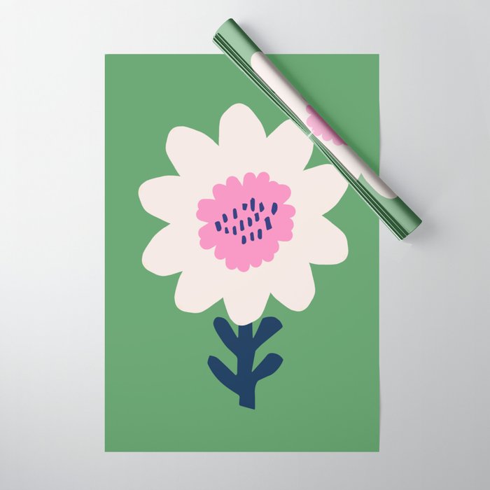 Sunflower - green & pink Wrapping Paper Gallery Image 1